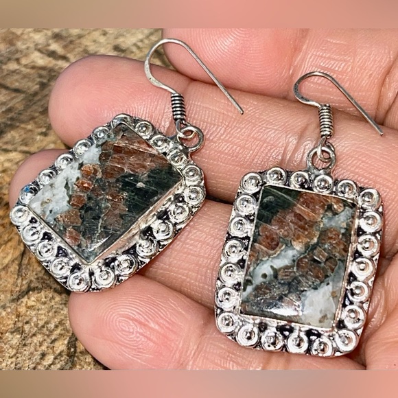 “The Marriage Stone” Astrophyllite Earrings 2” - Picture 9 of 15